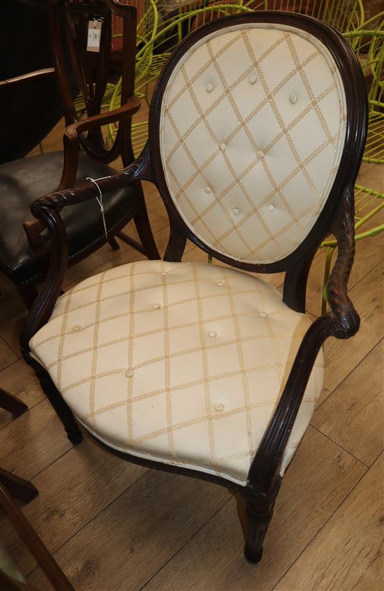 A George III mahogany elbow chair